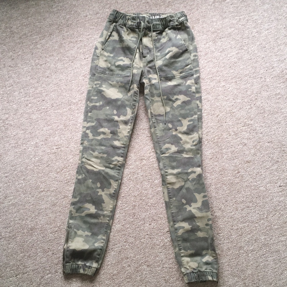 Camo denim joggers
